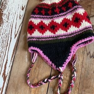 2 Winter Knit Hats Pink & Blue